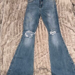 Hollister Light Blue Distressed Flare Jeans
